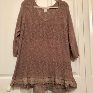 American Rag Plus Size Brown Lacey layered Ruffles